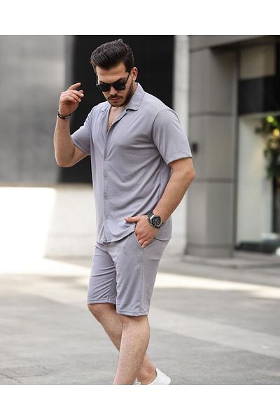 eBaa fashıon Chain Patterned Shirt and Shorts Set