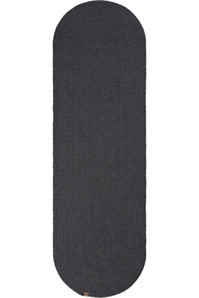 Cool Halı Glenn 606 Antrasit Oval Yolluk Uzun Antre Hol Koridor Halısı Hasır Doku Dekoratif Jüt Banyo Paspası