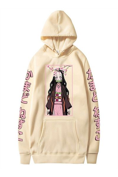 HALAMODO New Thick Fuffy Hoodie Anime Ghost Blade Fall and Winter Loose Hip Hop Sports Pullover Hoodie