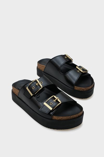 Capone Outfitters Γυναικείες άνετες παντόφλες Margy Wedge με διπλή πόρπη