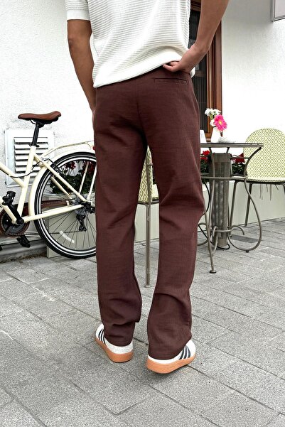 Flaw Wear Müslin Kumaş Kahverengi Baggy Pantalon