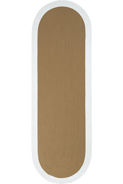 Cool Halı Luke 857 Beyaz Oval Yolluk Uzun Antre Hol Koridor Halısı Hasır Doku...