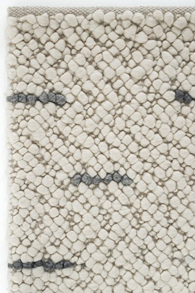 Cool Halı Elegance 06 Krem Antrasit Yün Halı Salon Halısı Koridor Halı Yolluk El Dokuma Halı Örgü El Halısı