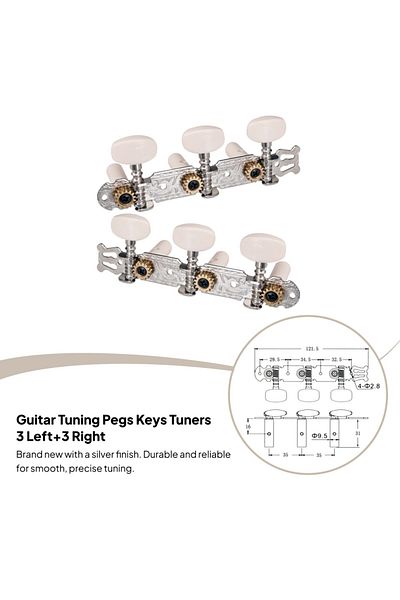 Choice 2pcs 3R3L Classical Guitar String Tuning Pegs Keys Tuners With White Button Durable Guitar Tuning...