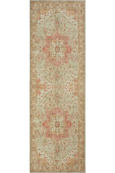 Cool Halı Private Bej Yolluk Eskitme Göbekli Antre Hol Koridor Halısı Yıkanab...