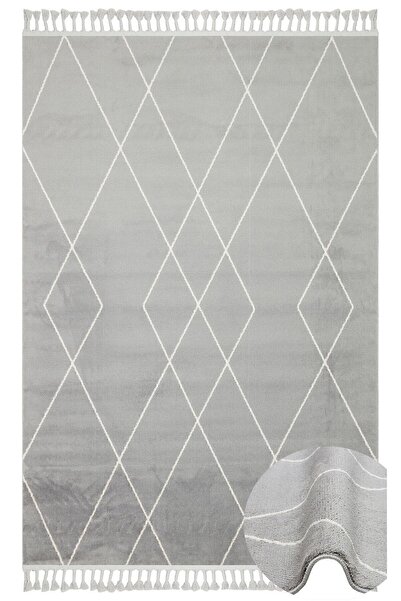 Cool Halı Scape 02 Gri Krem Salon Halısı Hav Vermez Mutfak Halısı Yumuşak Dok...