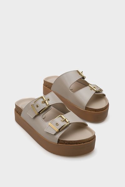 Capone Outfitters Γυναικείες άνετες παντόφλες Margy Wedge με διπλή πόρπη