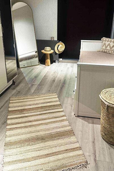 Cool Halı Vime 11 Natural Beyaz Jüt Halı Yolluk El Dokuma Jüt Kilim Hasır Hal...