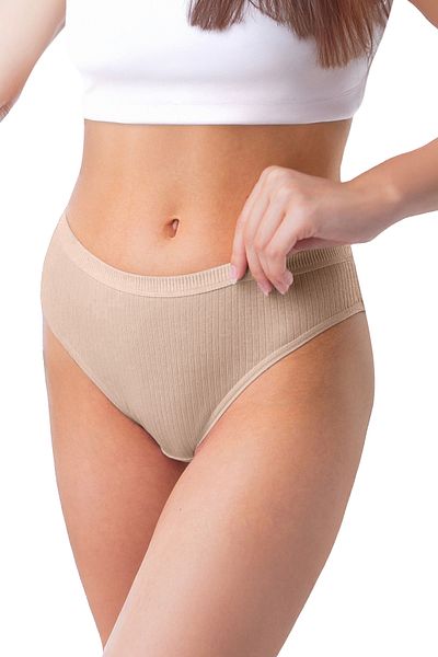 Bravie Women's 5-Piece Organic Cotton Ribbed Bikini Panties Bk2-A3