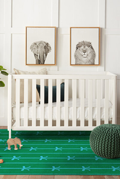 Cool Halı Bonita Yeşil Halı Fiyonklu Genç Odası Çocuk Halısı Yıkanabilir Bebe...