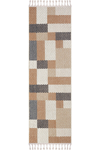 Cool Halı Bress 1406 Bej Yolluk Bukle Yatak Odası Halısı Uzun Antre Hol Koridor Halısı Iskandinav Kesme Halı