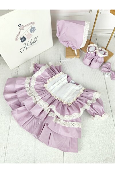 Hobidik Kız Bebek Lila Fırfırlı Elbise Set