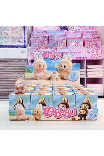 Choice 12 Pcs New Labubu Mystery Box Cartoon Flocking Hand-Made Blind Box High-Value Mini Cute Doll Desktop