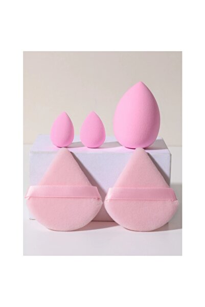 Choice1 إسفنجة مكياج وردية اللون مكونة من 5 قطع، مناسبة لكريم الأساس والبودرة وأداة وضع المكياج بالبودرة السائبة