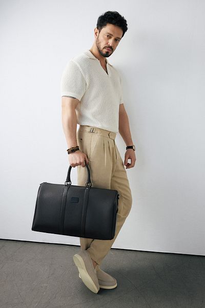 Avva Men's Beige Relaxed Fit Classic Waist Epaulet Detailed 100% Linen Trousers A51Y3025