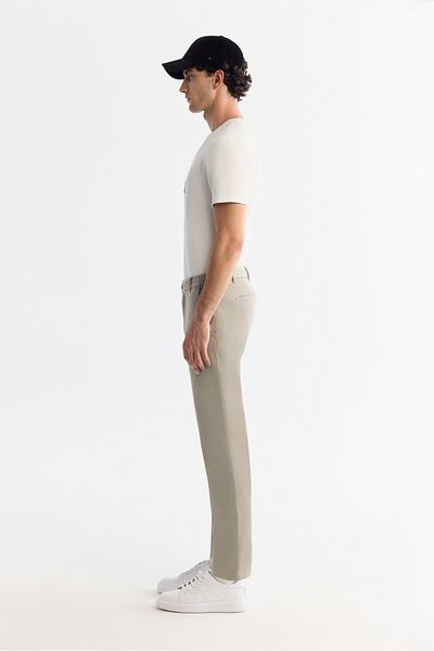 Avva Men's Mink Slim Fit Soft Button Double Leg Trousers with Elastic Sides A42Y3007