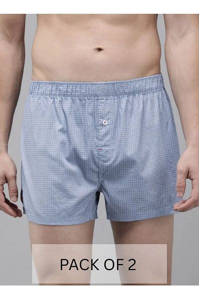 The Bear House Men's Cotton Boxers Pack of 2 Soft, Breathable & Comfortable Fit for Daily Wear