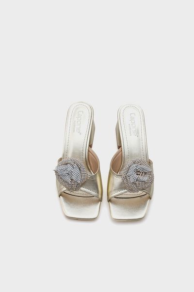 Capone Outfitters Medium Heeled Women's Slippers with Stone Buckle