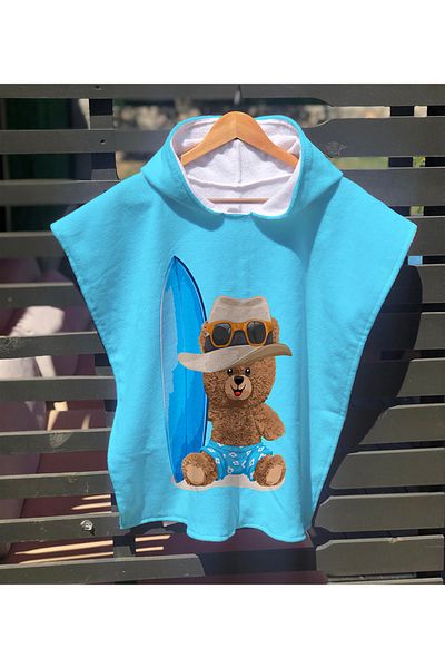 milroma Teddy Pattern Digital Printed Cotton Poncho Towel 60X60 cm