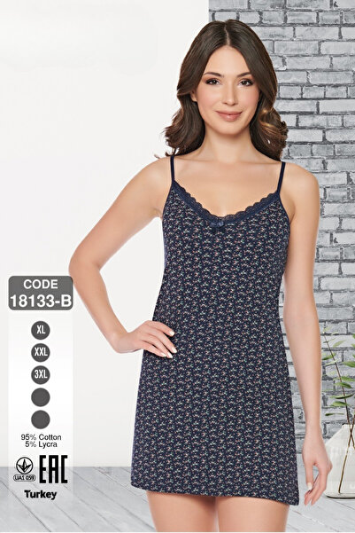 Cotpark Γυναικείο νυχτικό με μπλε μοτίβο - Κρεμαστό