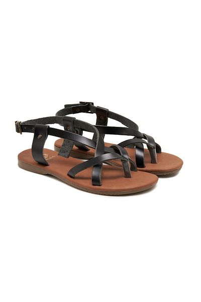 Desa Women's Black Leather Sandals