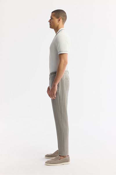 Avva Men's Gray Comfort Slim Fit Side Pocket Bi Stretch Elastic Waist Trousers A51Y3211