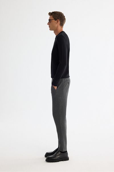 Avva Men's Anthracite Wool Side Elastic Textured Chino Pants A42Y3067