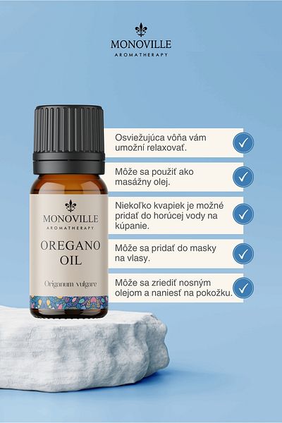 Monoville Tymiánový esenciálny olej 10 ml 100% čistý a prírodný (Oregano Essential Oil)