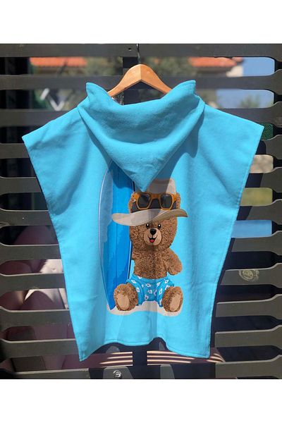 milroma Teddy Pattern Digital Printed Cotton Poncho Towel 60X60 cm