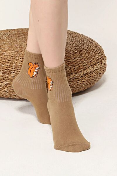 Socks Tunnel Squirrel Patterned Brown Colored Socks