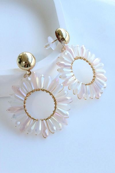 Leo'Stone Premium Flower Design Dangle Women's Steel Earrings