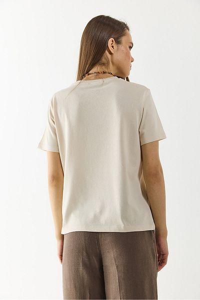 VENA Tricou cu decolteu O, confortabil, cu un singur tricou - NATURAL