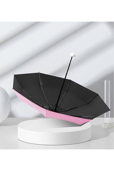 LEBLOU Mini umbrella with foldable and portable handle, rain and UV protection, Pink