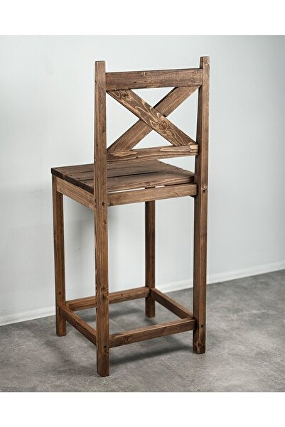 Genel Markalar KOYU MEŞE  MASİF AHŞAP BAR SANDALYESİ