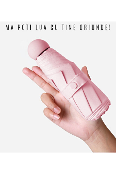LEBLOU Mini umbrella with foldable and portable handle, rain and UV protection, Pink