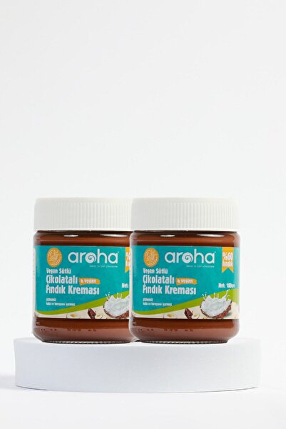 AROHA Vegan Sütlü Çikolatalı Fındık Kreması %60 Fındık 2'li Paket (180 G X 2 Adet)