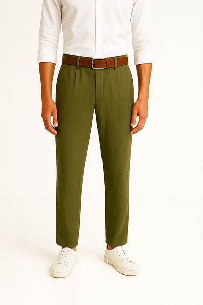 freemen Men's Khaki Linen Trousers – Breathable, Relaxed Fit Casual Wear -Wide Size Range-