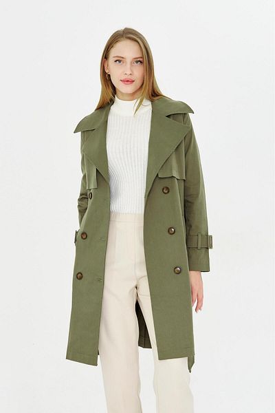 PASTELASTORE Stretchy Cotton Gabardine Midi (95CM) Unlined Women's Trench Coat 1118