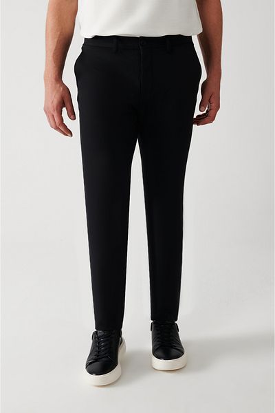 Avva Men's Black Bi-Stretch Side Pocket Chino Pants A31Y3204