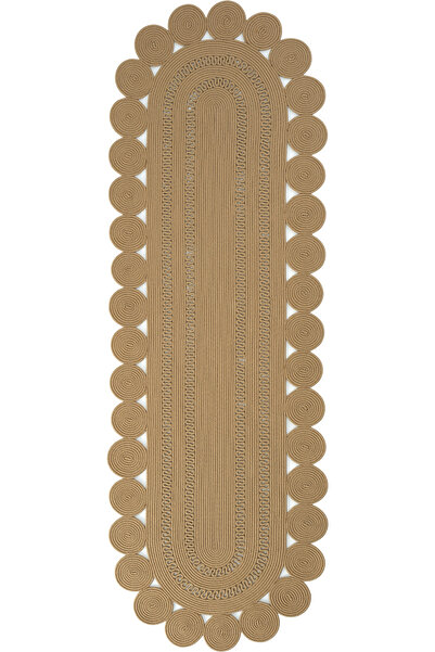 Cool Halı Luke 862 Naturel Oval Yolluk Uzun Antre Hol Koridor Halısı Hasır Dokulu Dekoratif Jüt Banyo Paspası