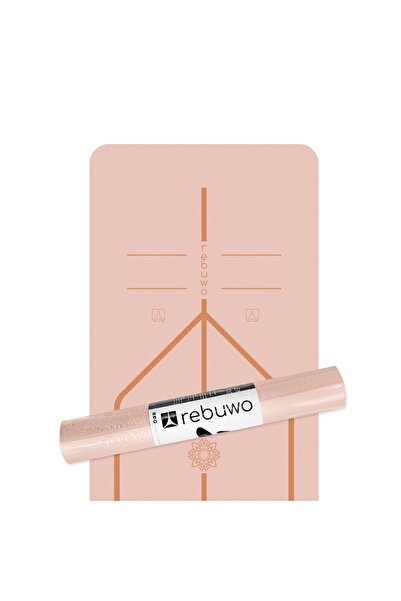Rebuwo Hizalamalı Doğal Kauçuk Yoga Matı Kaydırmaz Pilates Matı 5mm - Soft Pembe