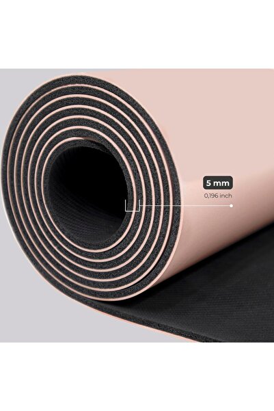 Rebuwo Hizalamalı Doğal Kauçuk Yoga Matı Kaydırmaz Pilates Matı 5mm - Soft Pembe