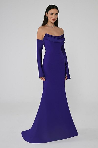 ALFABETA Alfa Beta Strapless Sleeves Fish Cut Long Evening Dress 2246613