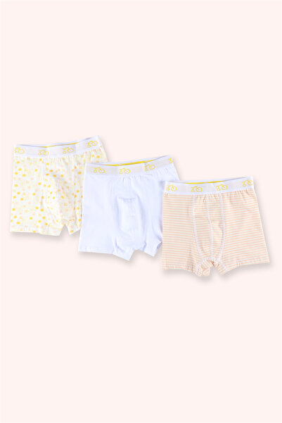 Panço Erkek Çocuk Basketbol Figürlü Sarı 3'lü Boxer Seti