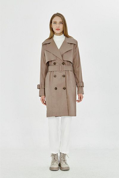 PASTELASTORE Stretchy Cotton Gabardine Midi (95CM) Women's Unlined Trench Coat 1118
