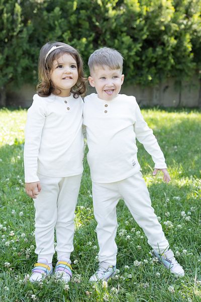 Sarebaby Baby Bottom Top Set 100% Cotton Twill Fabric Ecru Color