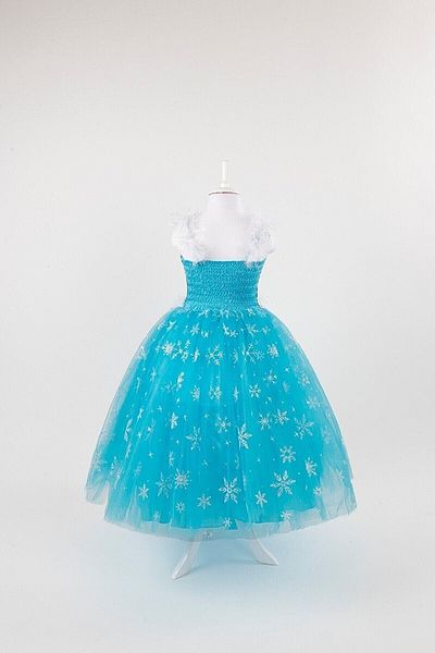 Parti Selesi Costum Frozen Elsa Coroana Scepter Rochie pufoasa cu blană albastră