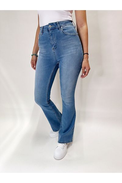 IFASTFASHION Blugi evazați din lycra pentru femei cu talie înaltă