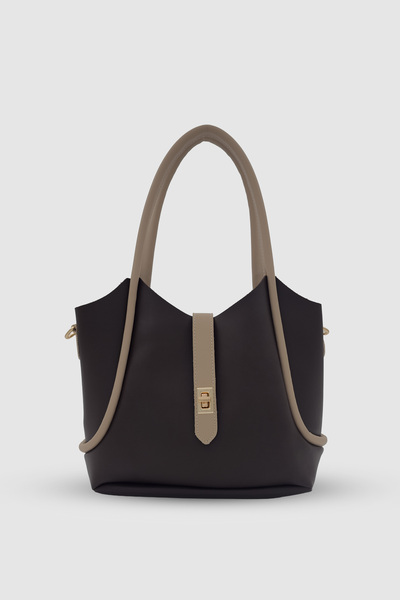 Wuclo Teyla Buckle Puppy Hand, Arm and Crossbody Bag Bitter Brown-Mink