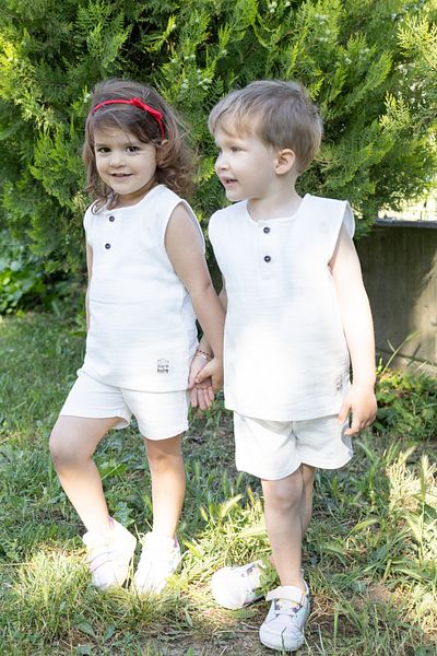 Sarebaby Muslin Sleeveless Summer Baby Set Ecru Color